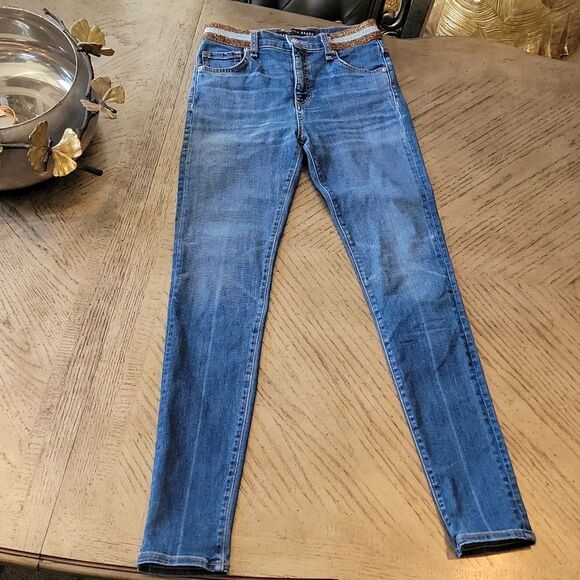 Veronica Beard size 26 or 3 metallic strip jeans 💙💛 - Picture 3 of 11